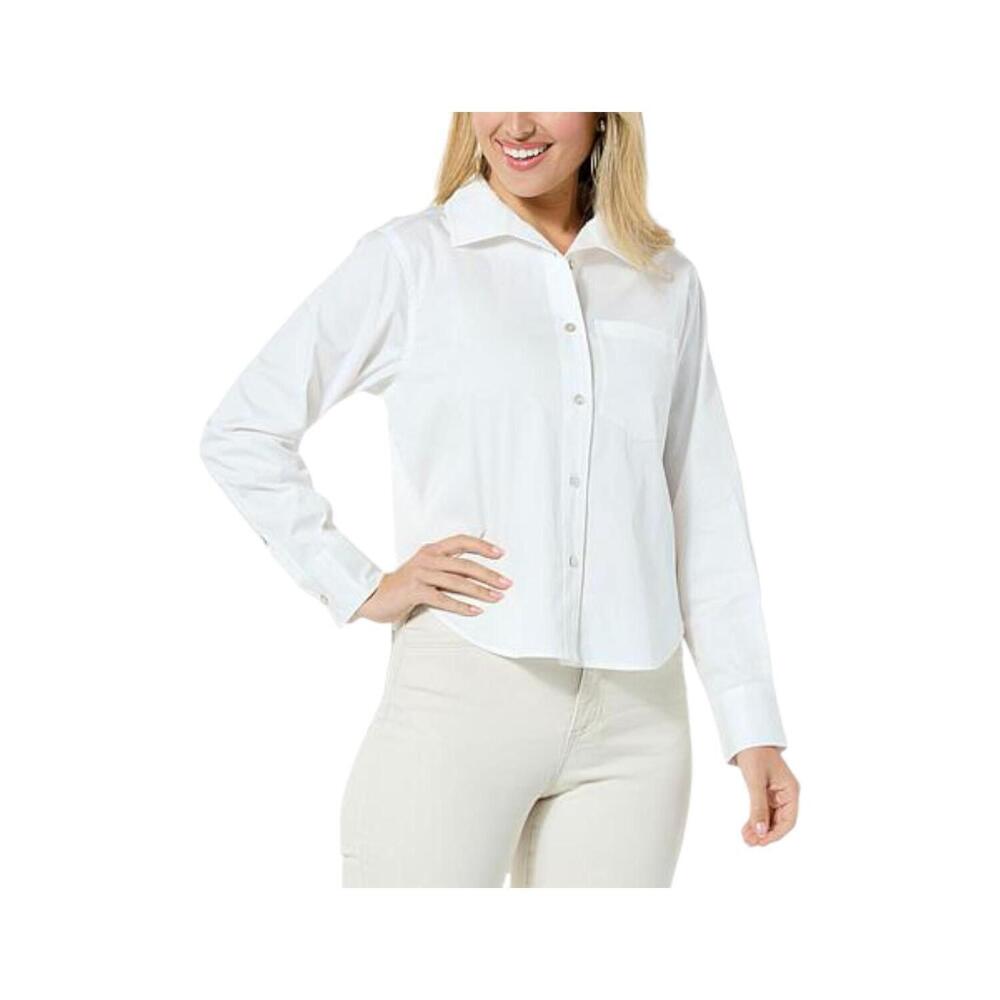 WynneLayers Women's Button-Up Poplin Shirt Cloud - Regular